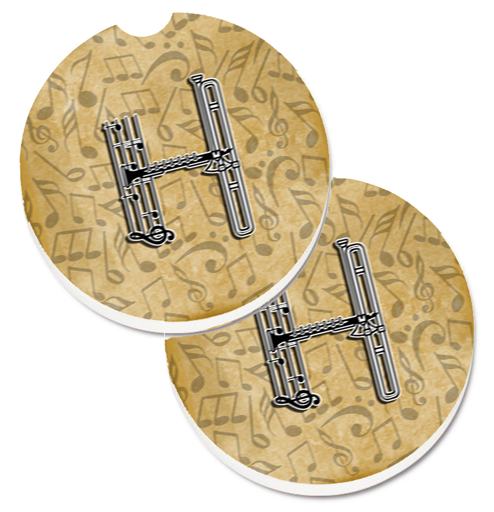 CJ2004-HCARC Letter H Musical Instrument Alphabet Set of 2 Cup Holder Car Coaster
