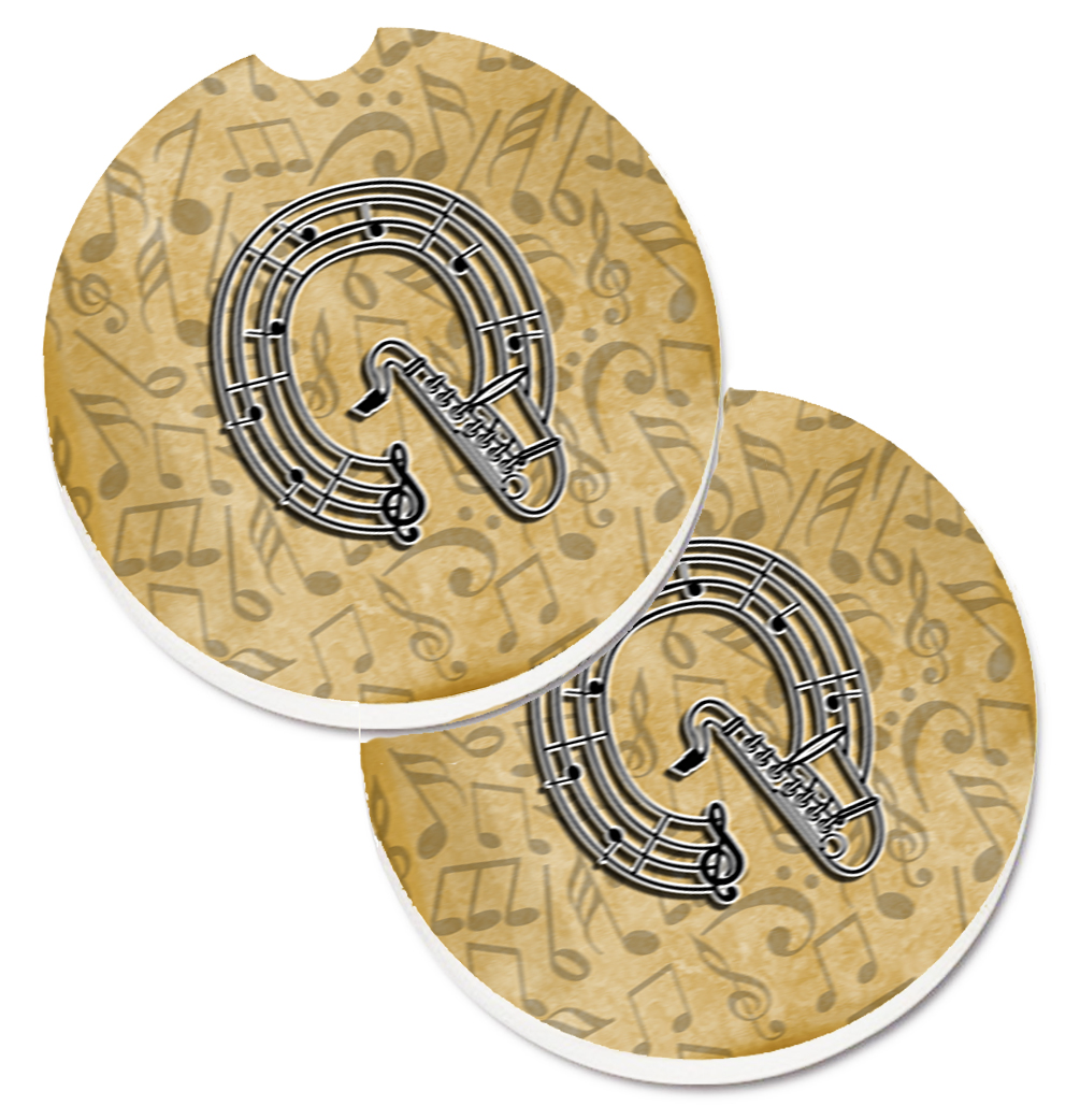 CJ2004-QCARC Letter Q Musical Instrument Alphabet Set of 2 Cup Holder Car Coaster