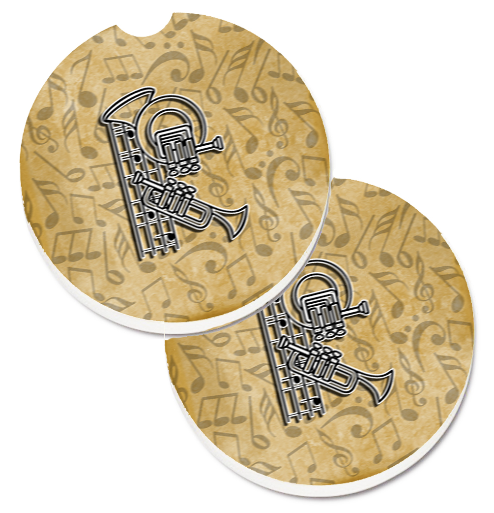 CJ2004-RCARC Letter R Musical Instrument Alphabet Set of 2 Cup Holder Car Coaster