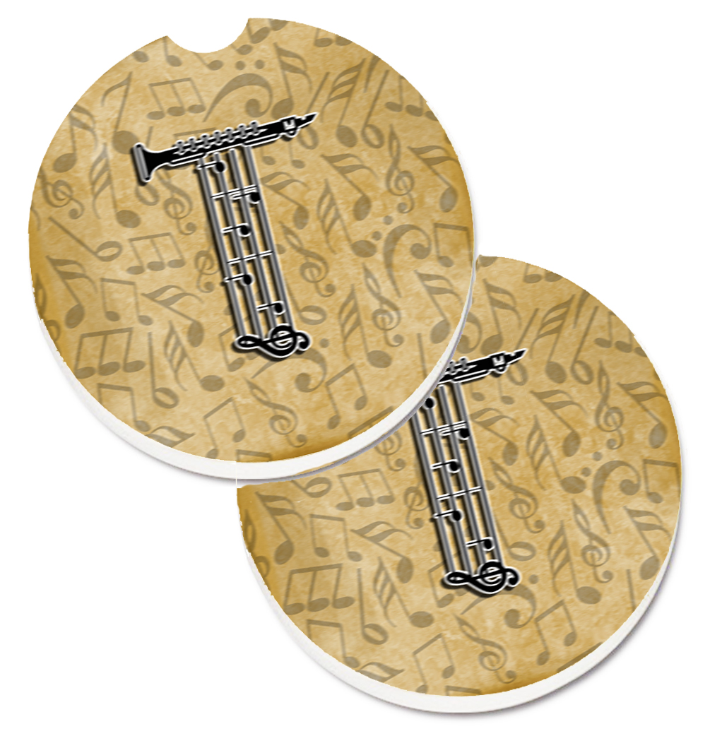 CJ2004-TCARC Letter T Musical Instrument Alphabet Set of 2 Cup Holder Car Coaster