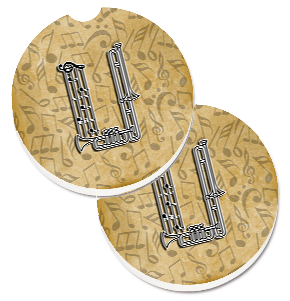 CJ2004-UCARC Letter U Musical Instrument Alphabet Set of 2 Cup Holder Car Coaster
