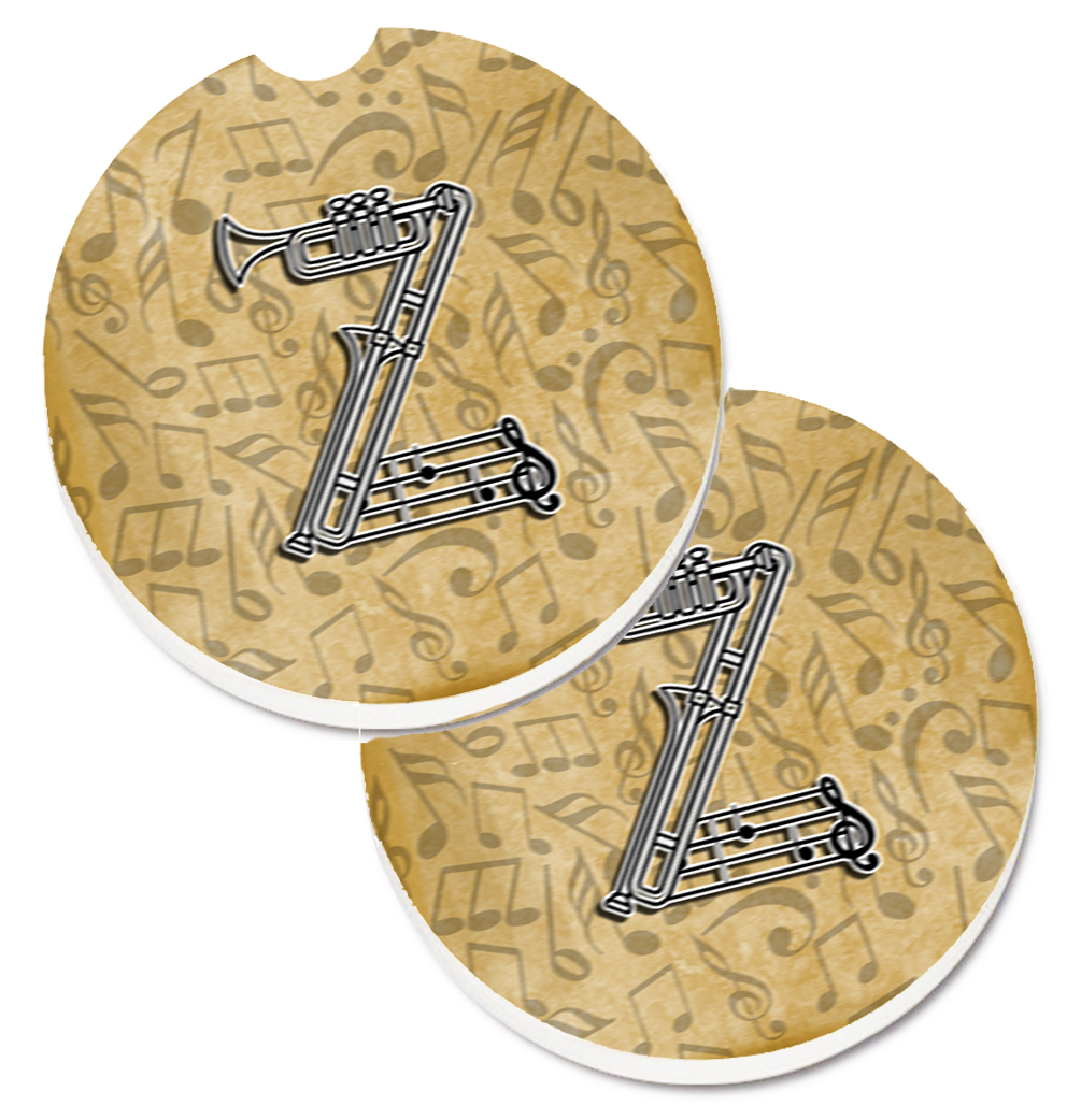 CJ2004-ZCARC Letter Z Musical Instrument Alphabet Set of 2 Cup Holder Car Coaster