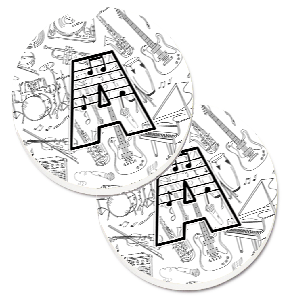 CJ2007-ACARC Letter A Musical Note Letters Set of 2 Cup Holder Car Coaster