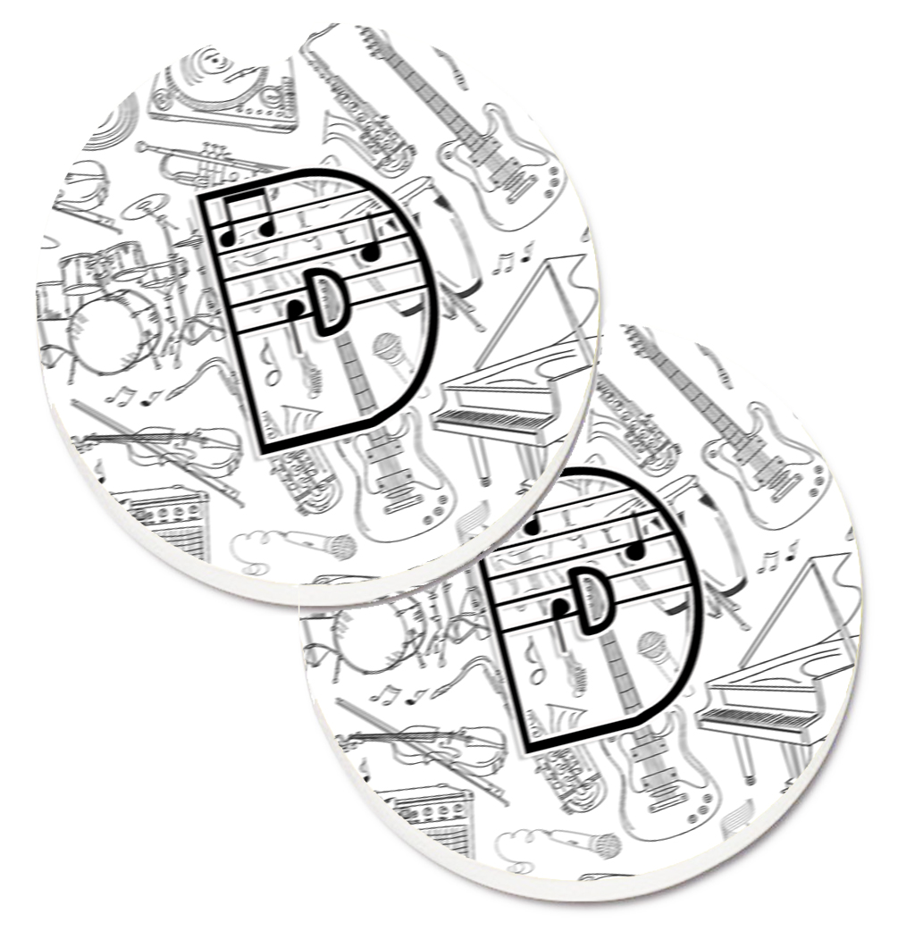CJ2007-DCARC Letter D Musical Note Letters Set of 2 Cup Holder Car Coaster