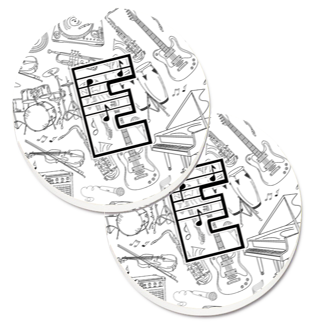 CJ2007-ECARC Letter E Musical Note Letters Set of 2 Cup Holder Car Coaster