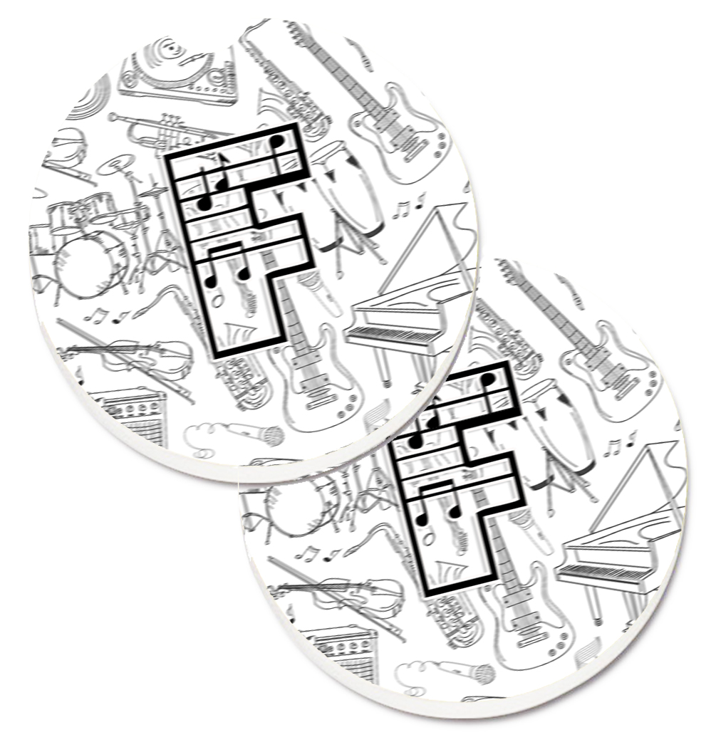 Letter F Musical Note Letters Set of 2 Cup Holder Car Coaster