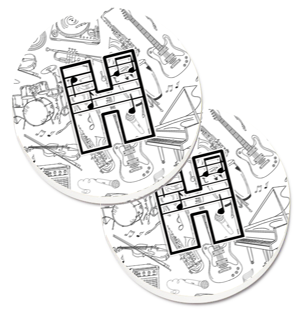 CJ2007-HCARC Letter H Musical Note Letters Set of 2 Cup Holder Car Coaster