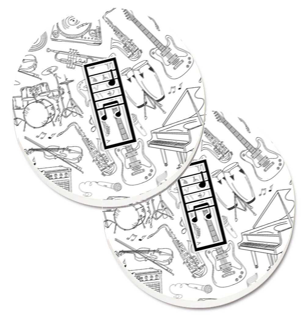 CJ2007-ICARC Letter I Musical Note Letters Set of 2 Cup Holder Car Coaster