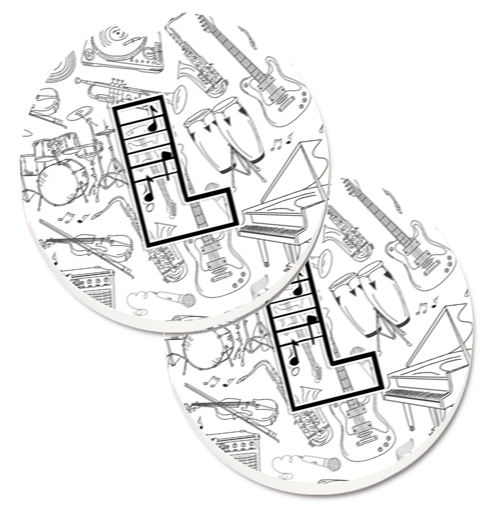 CJ2007-LCARC Letter L Musical Note Letters Set of 2 Cup Holder Car Coaster