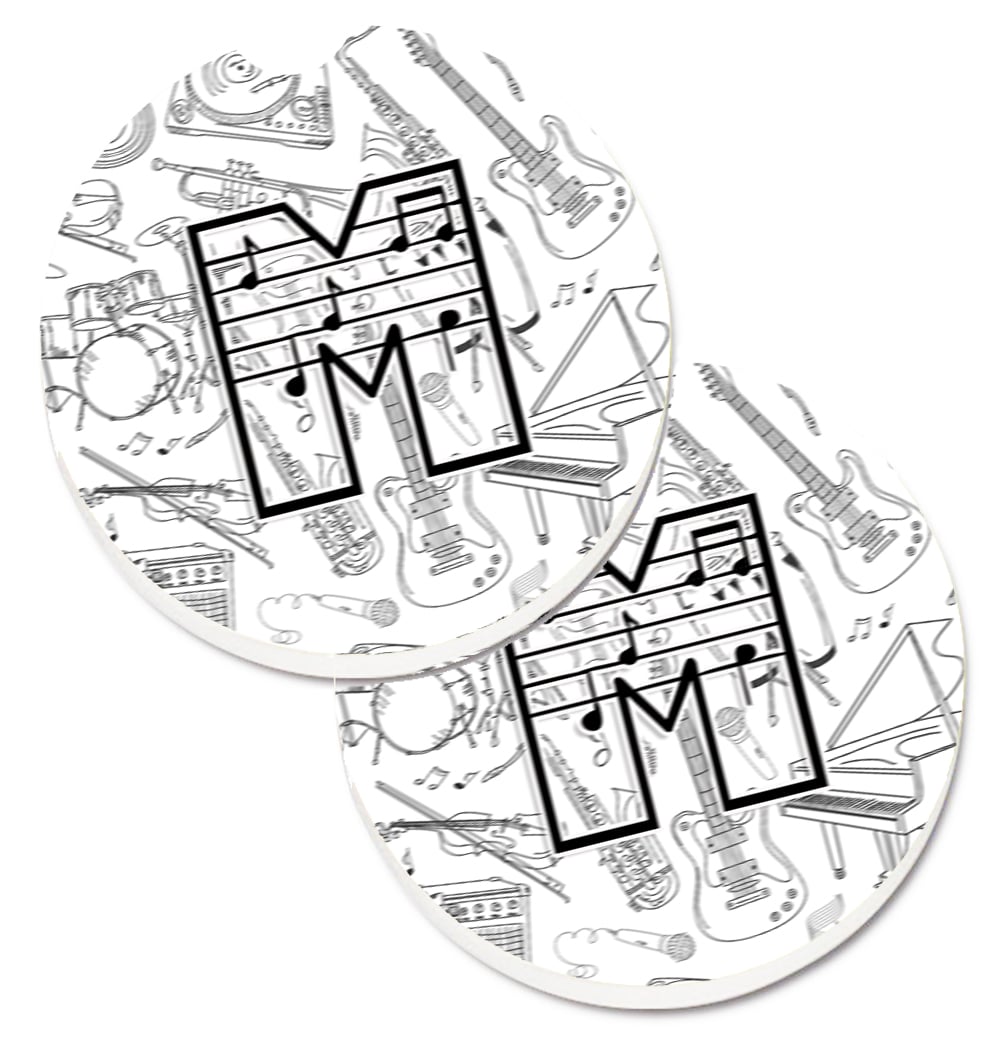 CJ2007-MCARC Letter M Musical Note Letters Set of 2 Cup Holder Car Coaster