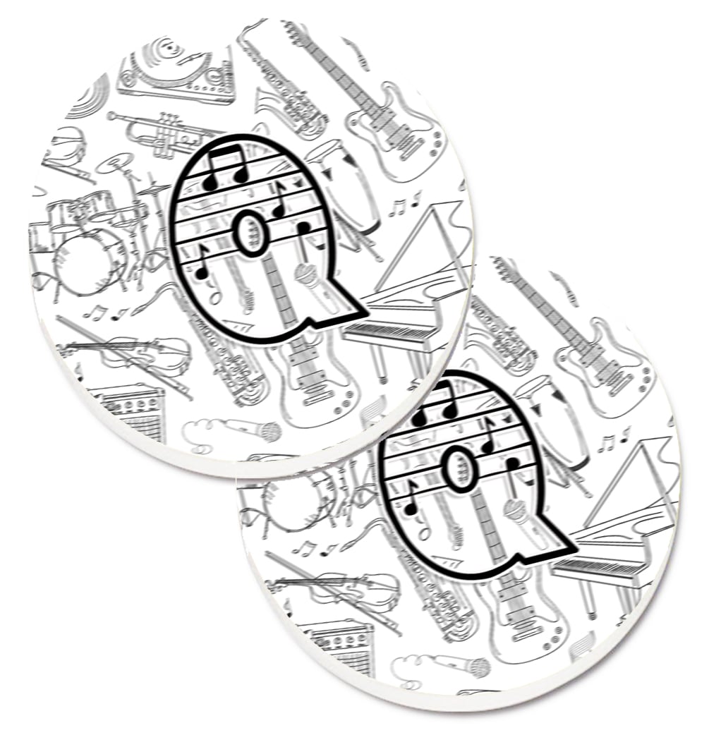 Letter Q Musical Note Letters Set of 2 Cup Holder Car Coaster