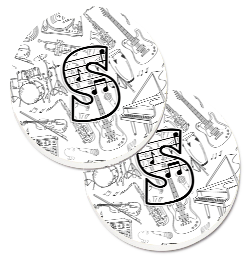 CJ2007-SCARC Letter S Musical Note Letters Set of 2 Cup Holder Car Coaster