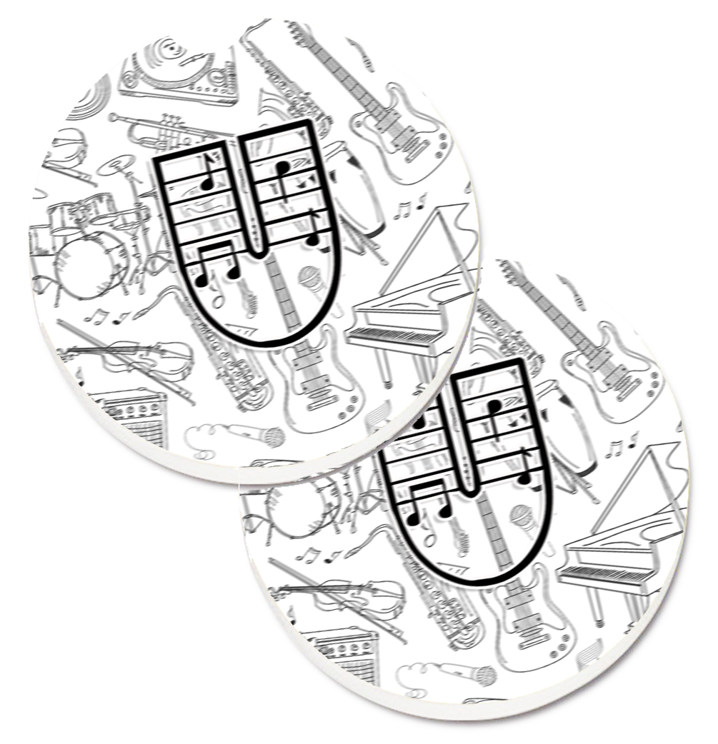 CJ2007-UCARC Letter U Musical Note Letters Set of 2 Cup Holder Car Coaster
