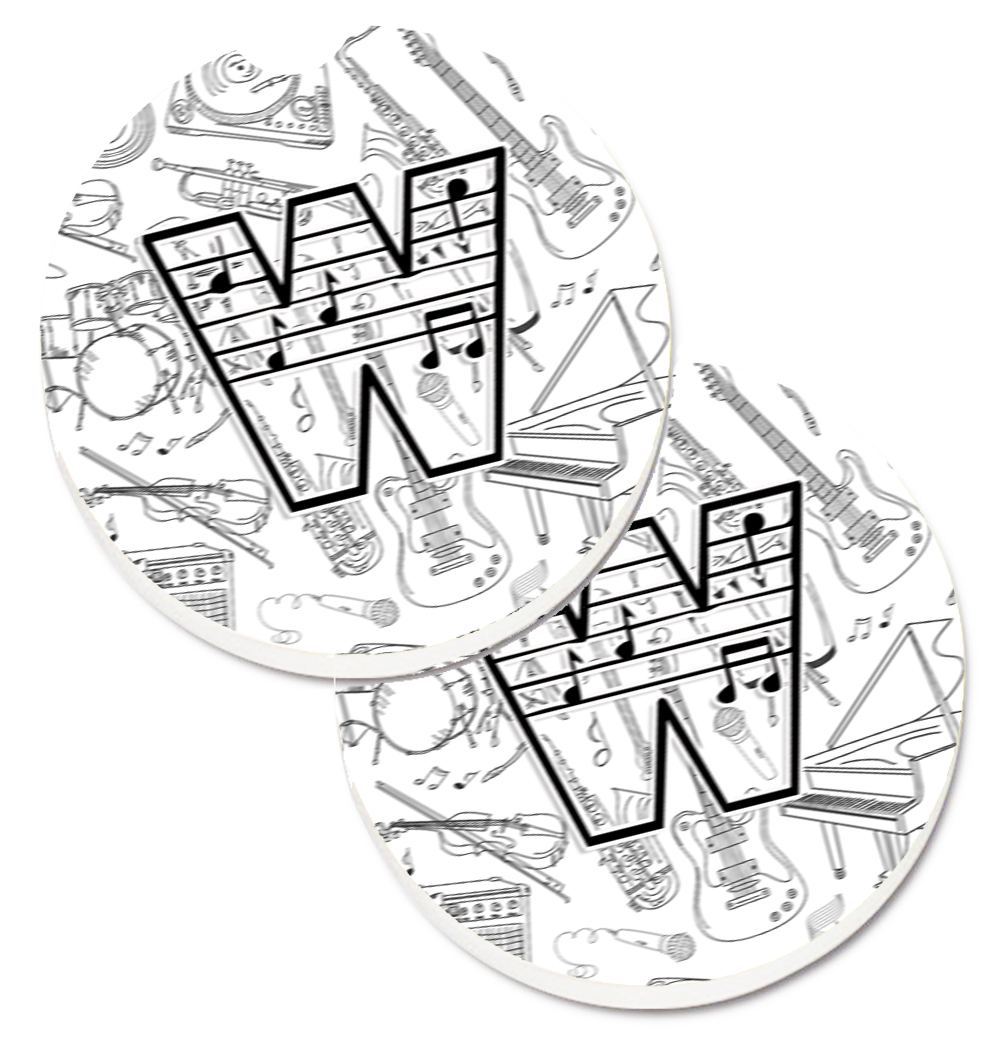 CJ2007-WCARC Letter W Musical Note Letters Set of 2 Cup Holder Car Coaster