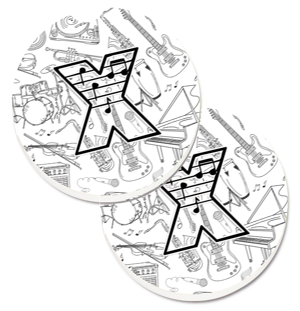 CJ2007-XCARC Letter X Musical Note Letters Set of 2 Cup Holder Car Coaster