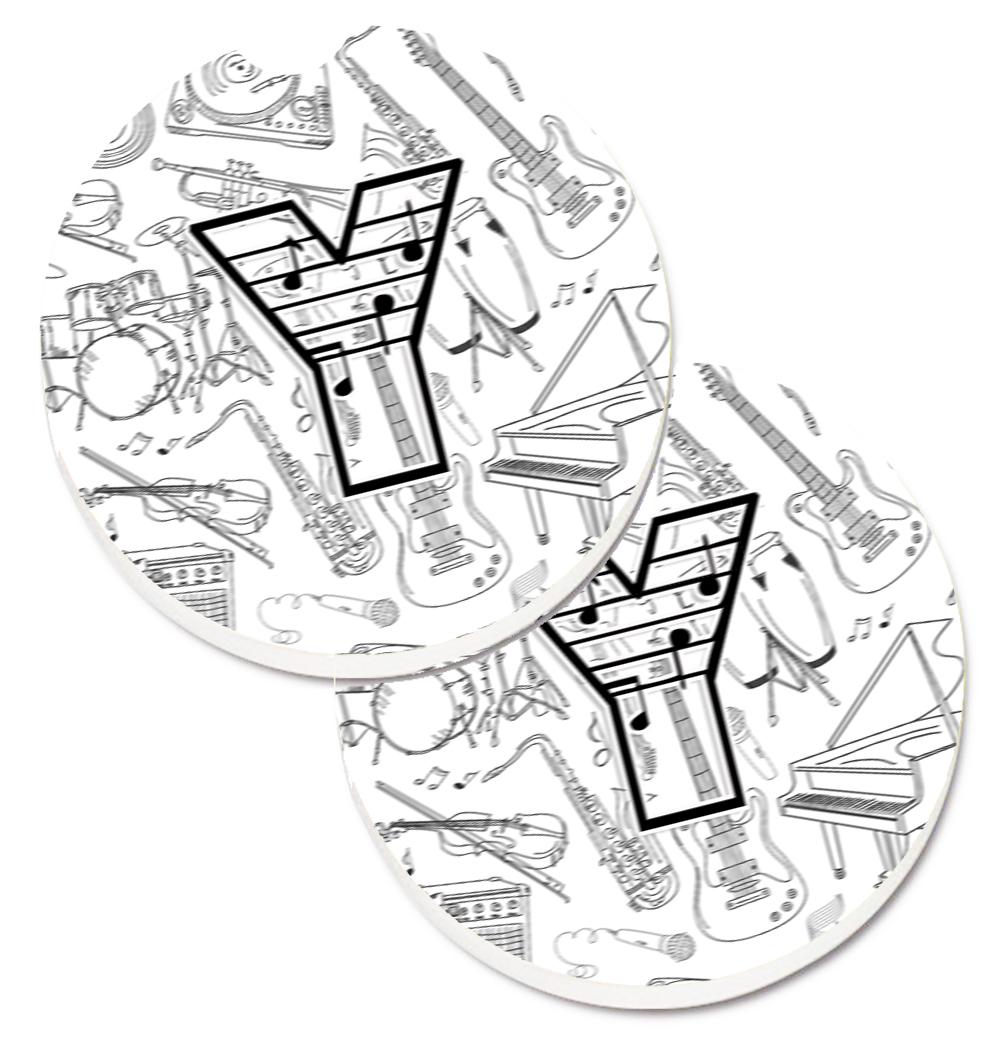 CJ2007-YCARC Letter Y Musical Note Letters Set of 2 Cup Holder Car Coaster