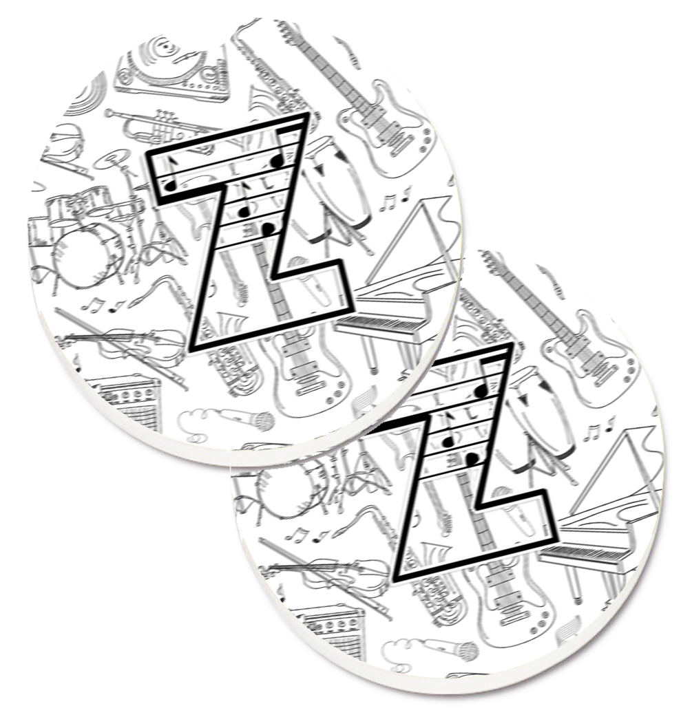 CJ2007-ZCARC Letter Z Musical Note Letters Set of 2 Cup Holder Car Coaster