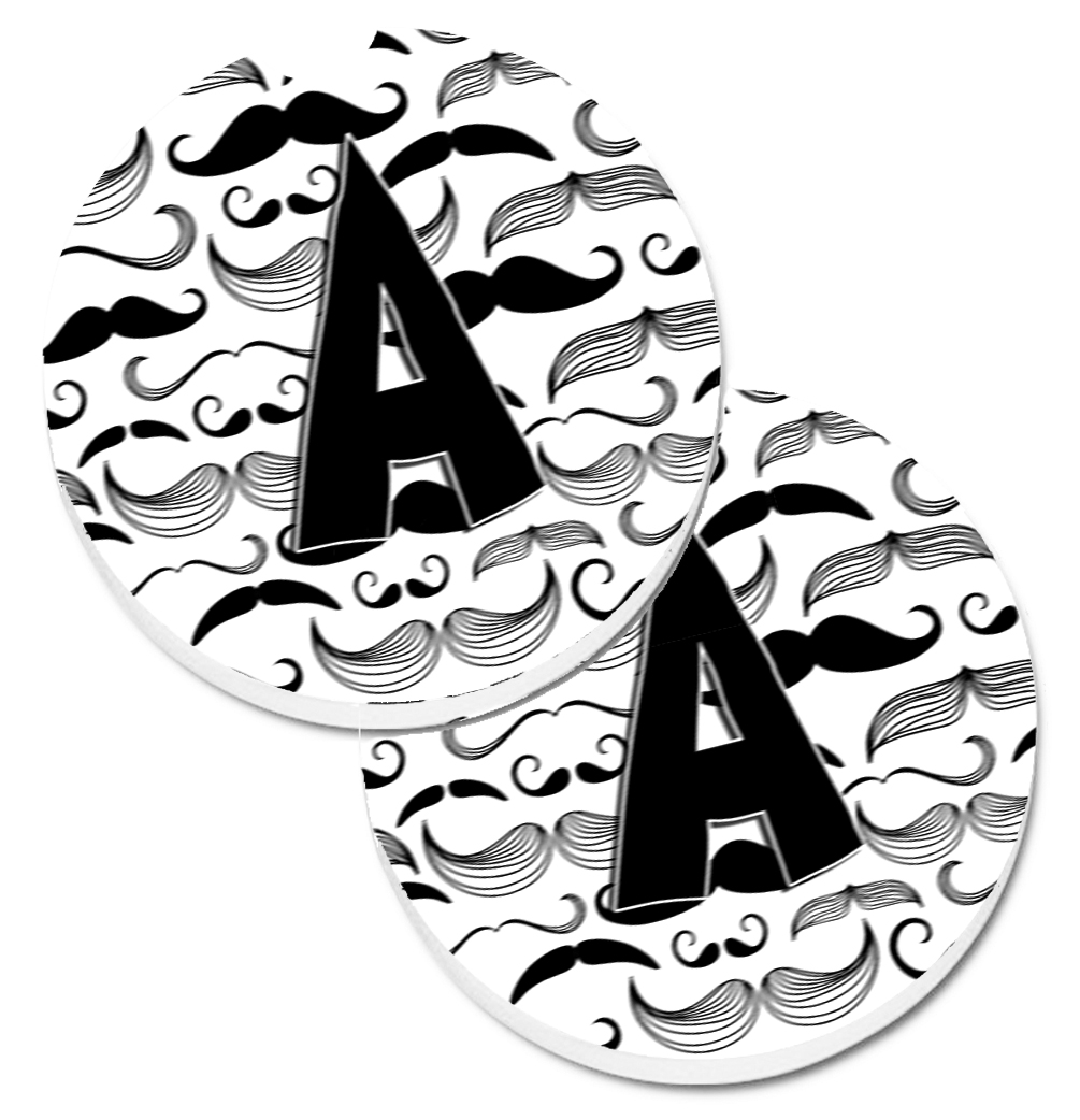 CJ2009-ACARC Letter A Moustache Initial Set of 2 Cup Holder Car Coaster