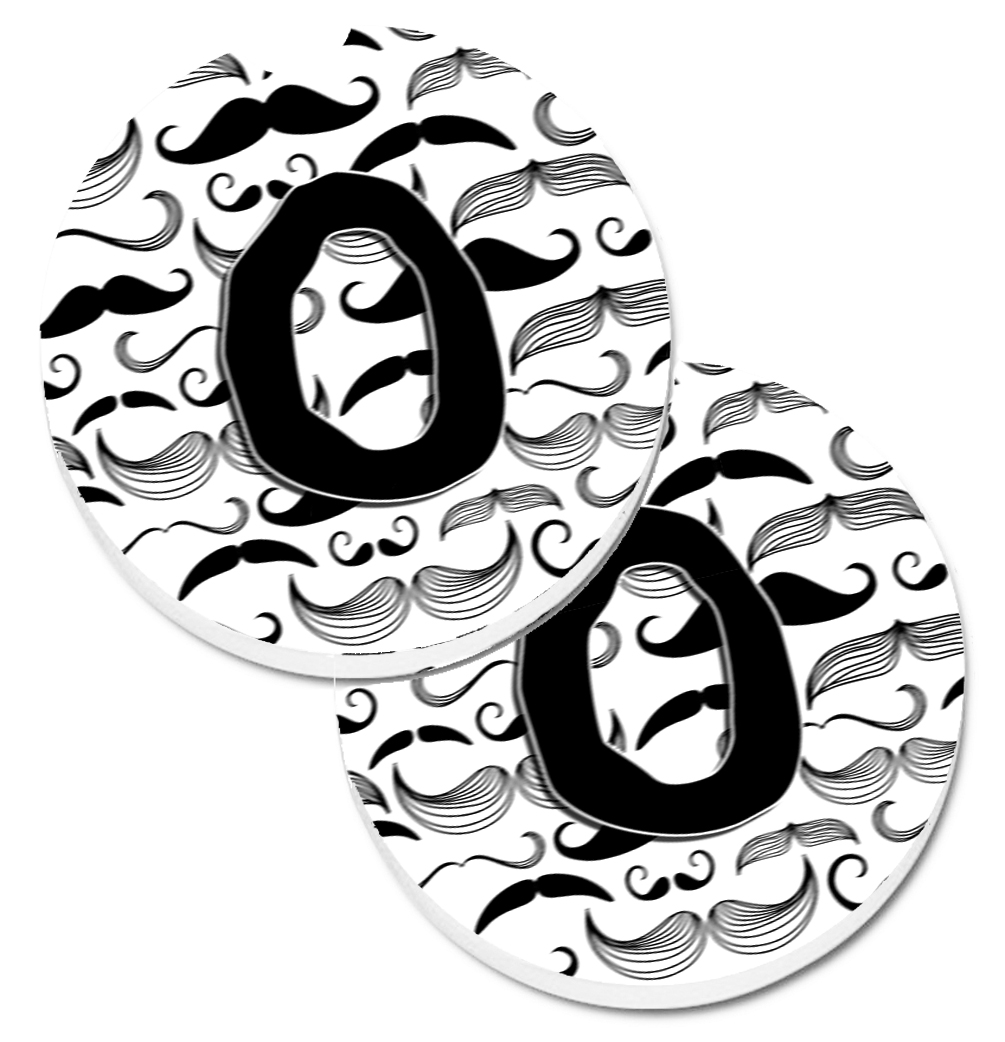CJ2009-OCARC Letter O Moustache Initial Set of 2 Cup Holder Car Coaster