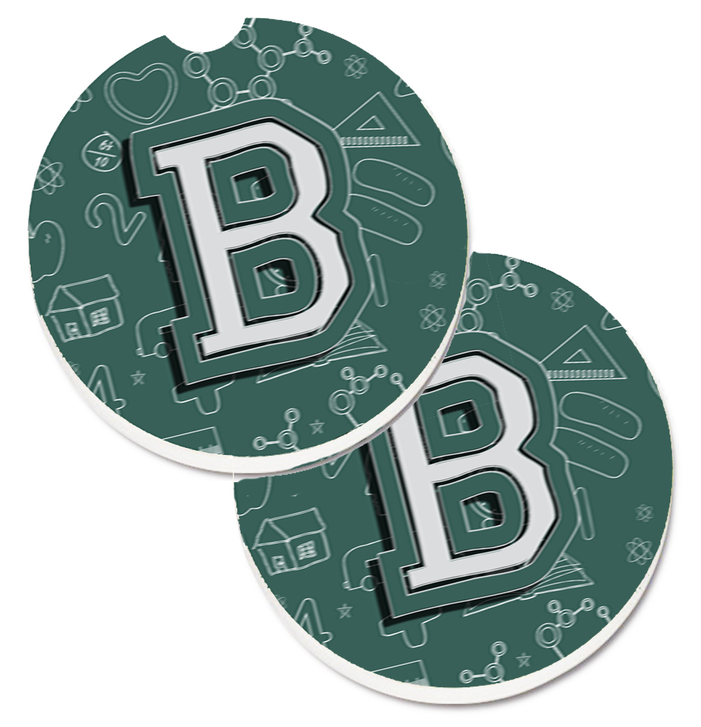 CJ2010-BCARC Letter B Back to School Initial Set of 2 Cup Holder Car Coaster