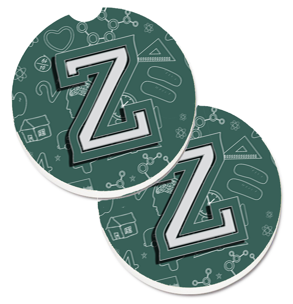 CJ2010-ZCARC Letter Z Back to School Initial Set of 2 Cup Holder Car Coaster