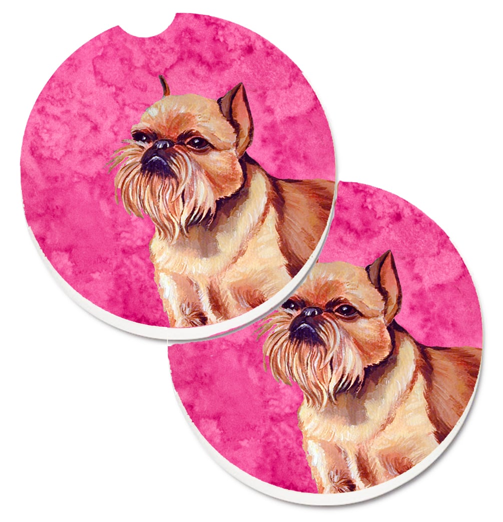 LH9359PKCARC Pink Brussels Griffon Set of 2 Cup Holder Car Coaster