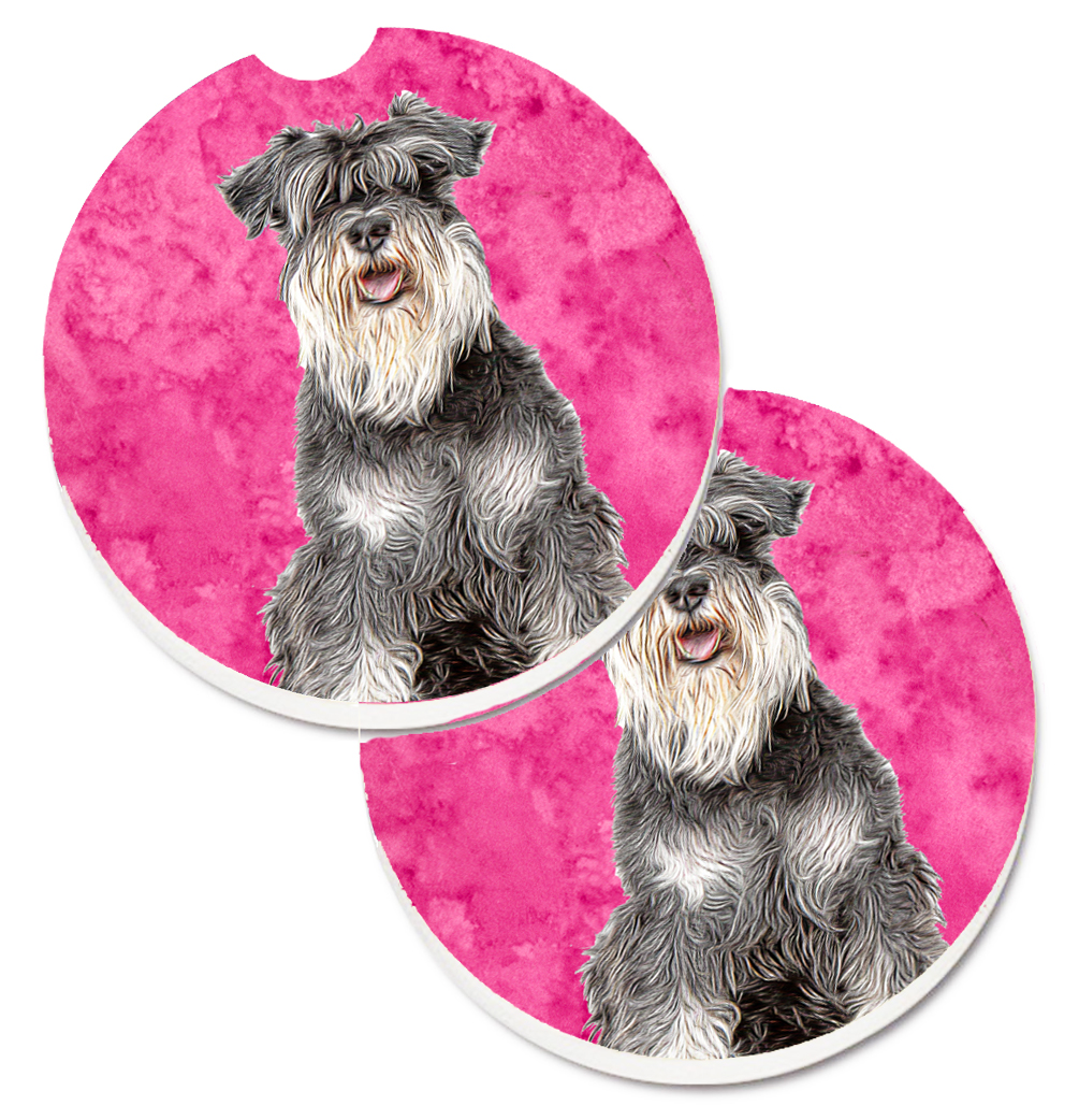 KJ1228PKCARC Pink Schnauzer Set of 2 Cup Holder Car Coaster