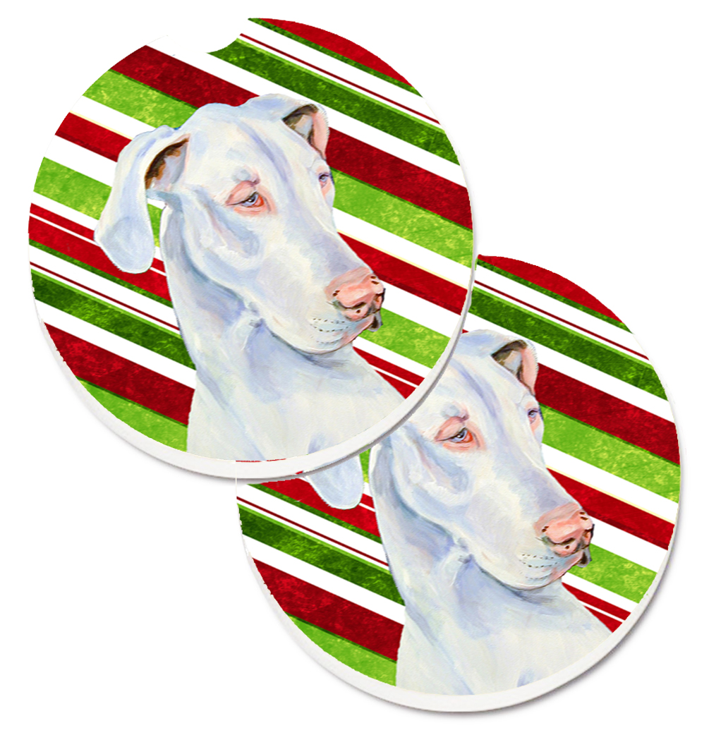 Great Dane Candy Cane Holiday Christmas Set of 2 Cup Holder Car Coaster