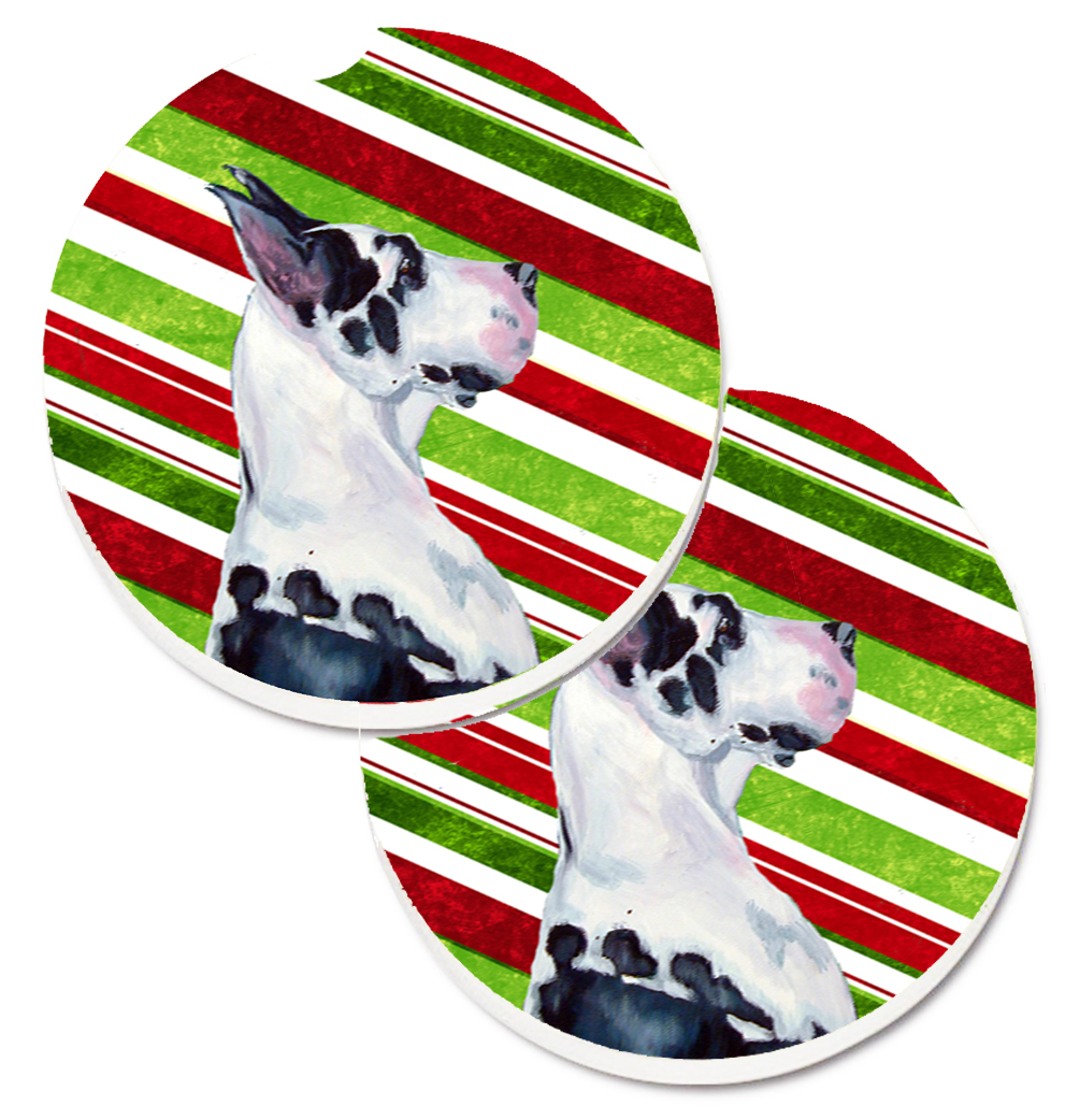 Great Dane Candy Cane Holiday Christmas Set of 2 Cup Holder Car Coaster
