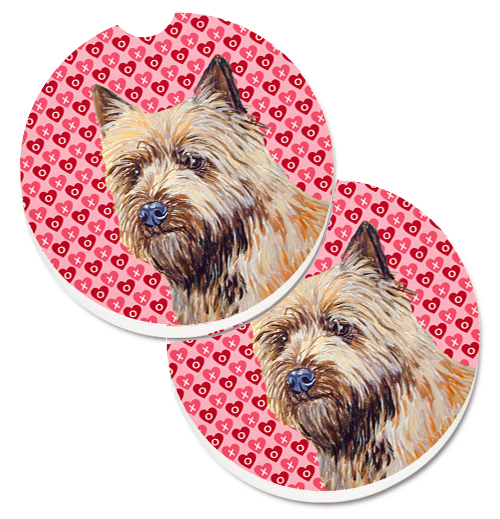 LH9140CARC Cairn Terrier Hearts Love & Valentines Day Portrait Set of 2 Cup Holder Car Coaster