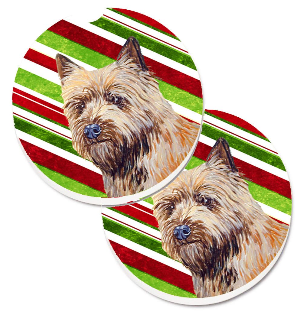 LH9230CARC Cairn Terrier Candy Cane Holiday Christmas Set of 2 Cup Holder Car Coaster