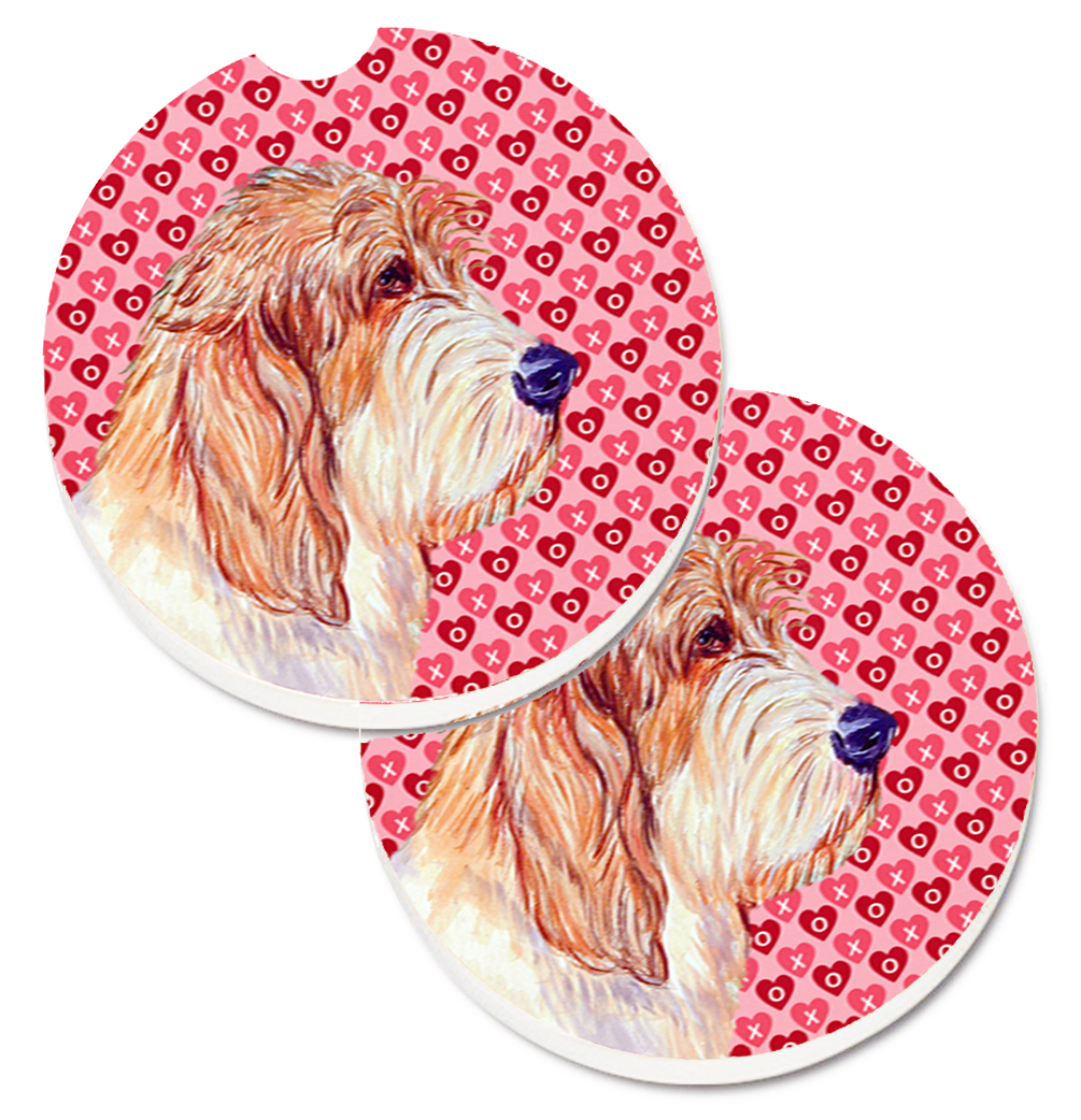 LH9172CARC Petit Basset Griffon Vendeen Hearts Love Valentines Day Set of 2 Cup Holder Car Coaster