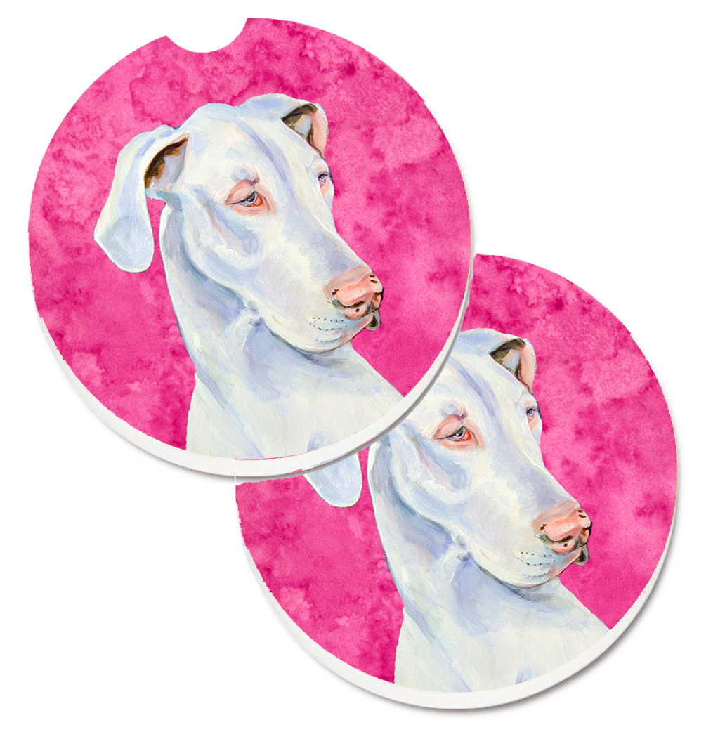 Pink Great Dane Set of 2 Cup Holder Car Coaster
