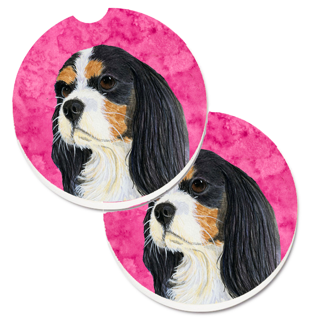 LH9369PKCARC Pink Cavalier Spaniel Set of 2 Cup Holder Car Coaster