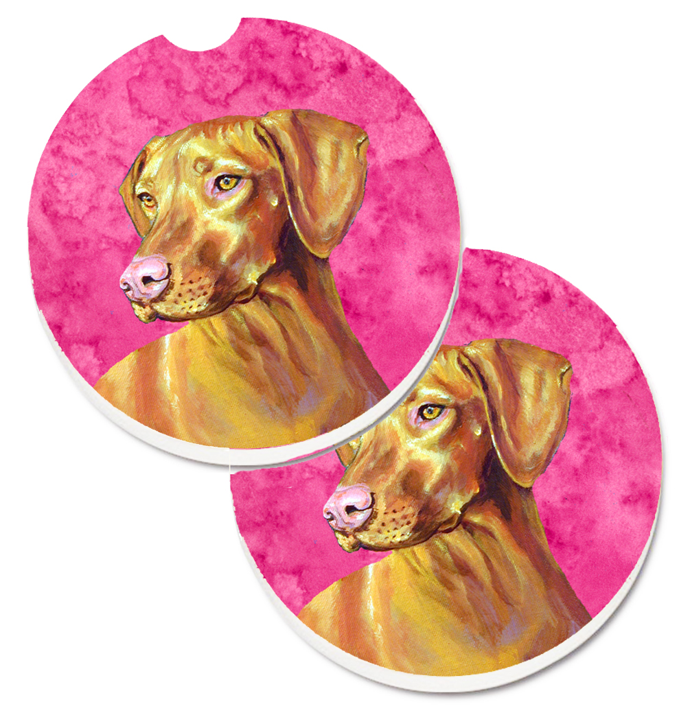 Pink Vizsla Set of 2 Cup Holder Car Coaster