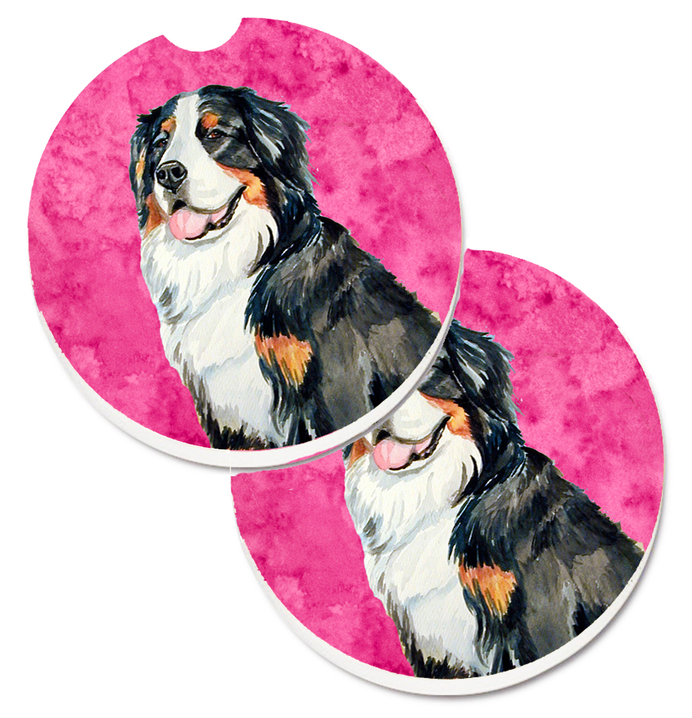 LH9379PKCARC Pink Bernese Mountain Dog Set of 2 Cup Holder Car Coaster
