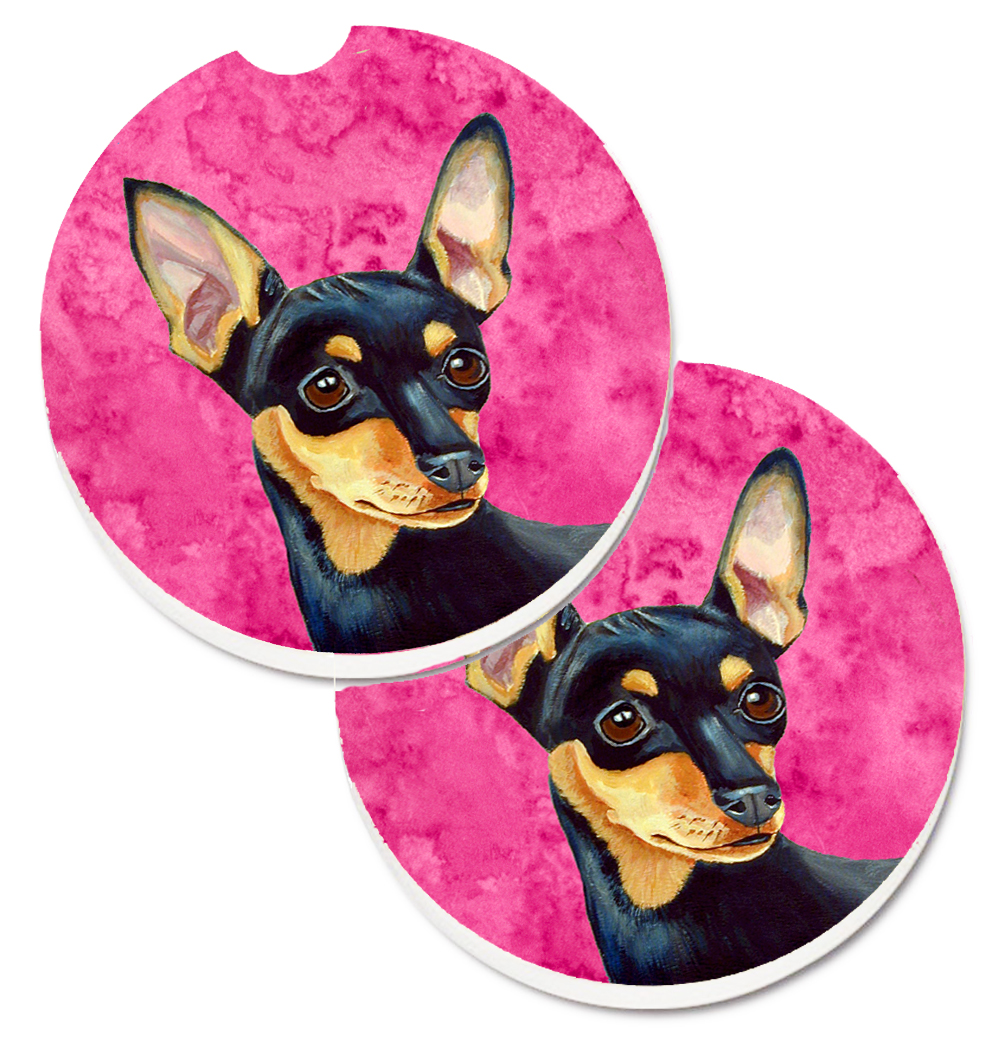 Pink Min Pin Set of 2 Cup Holder Car Coaster