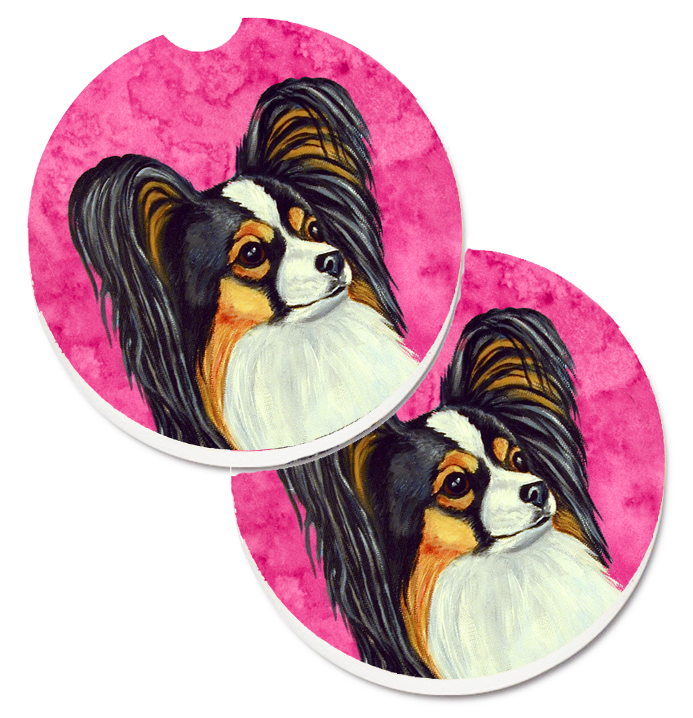 Pink Papillon Set of 2 Cup Holder Car Coaster