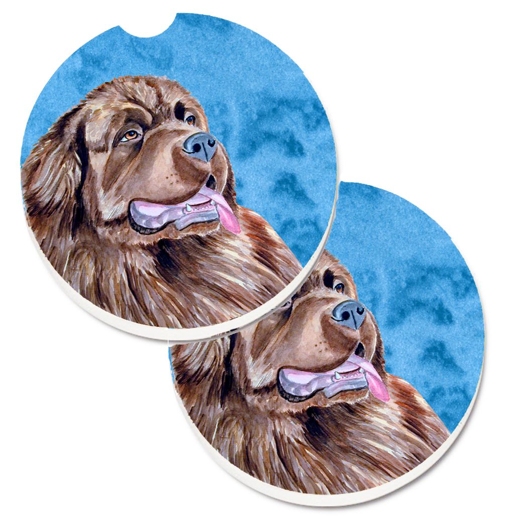 LH9354BUCARC Blue Newfoundland Set of 2 Cup Holder Car Coaster