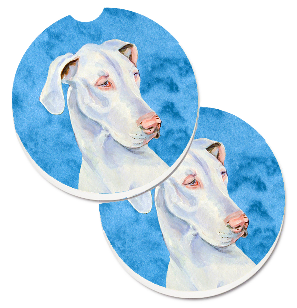 LH9356BUCARC Blue Great Dane Set of 2 Cup Holder Car Coaster