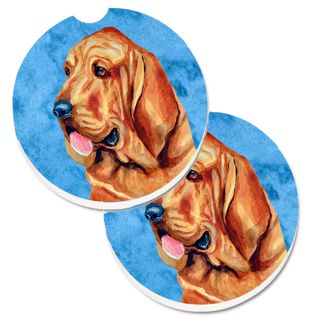 Blue Bloodhound Set of 2 Cup Holder Car Coaster
