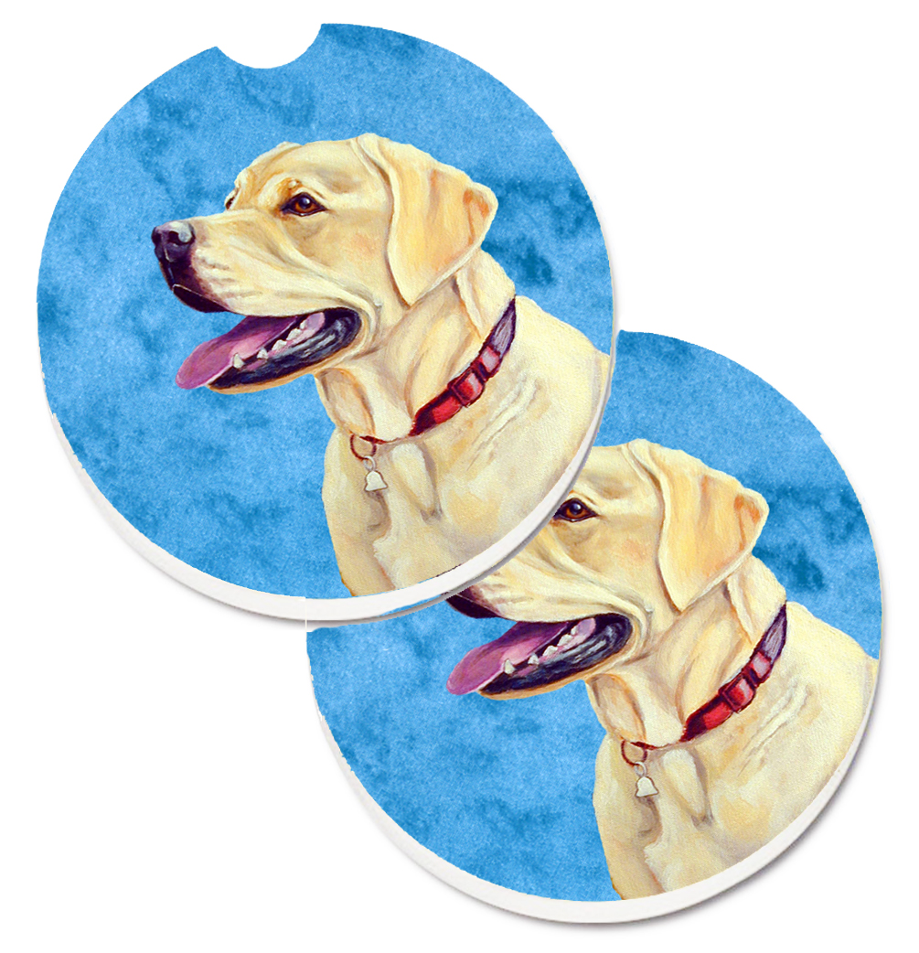 LH9383BUCARC Blue Labrador Set of 2 Cup Holder Car Coaster