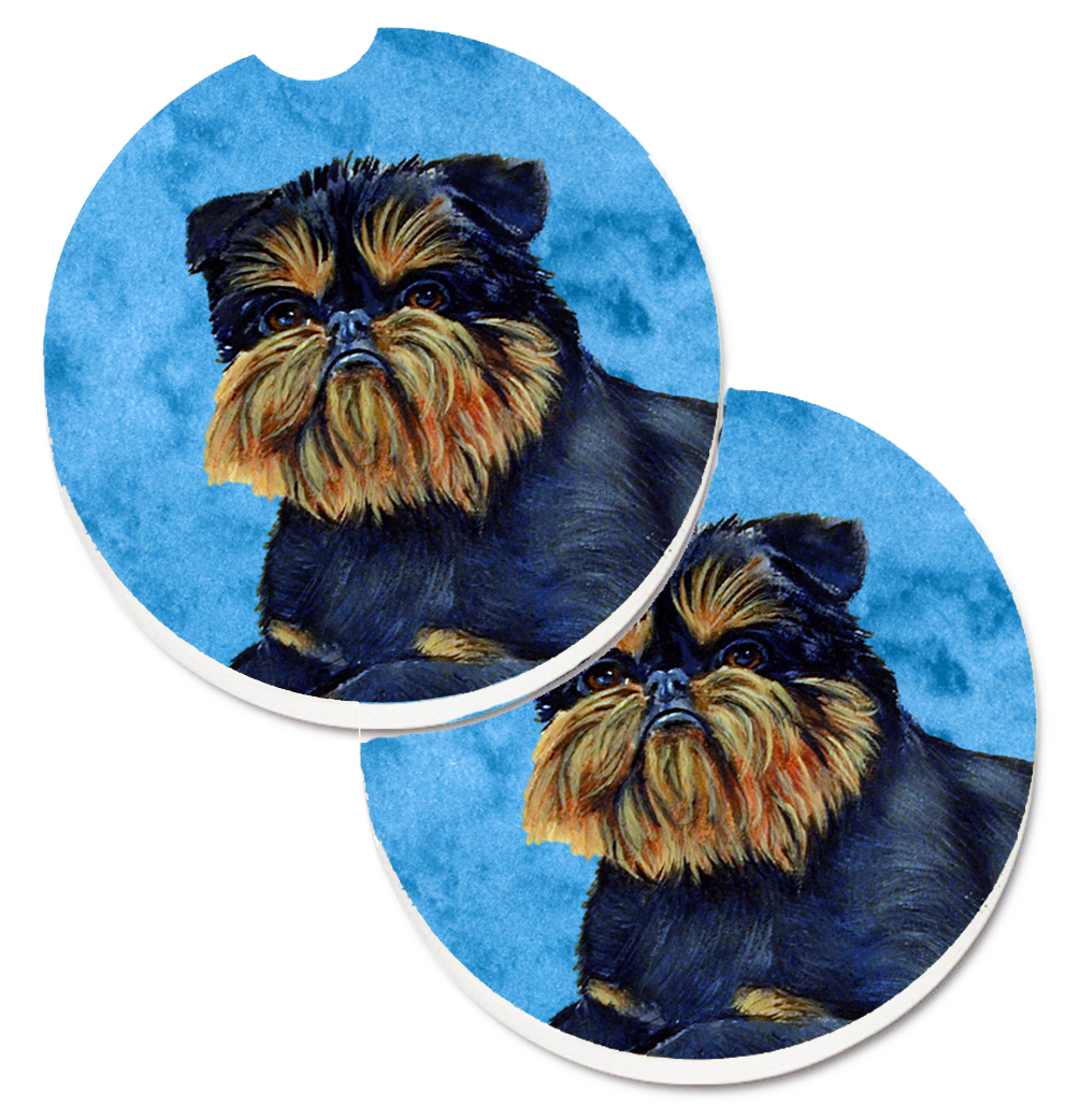 Blue Brussels Griffon Set of 2 Cup Holder Car Coaster