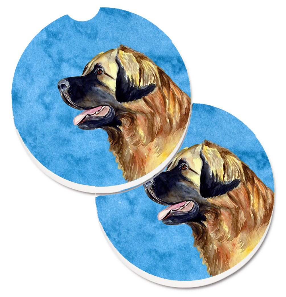 Blue Leonberger Set of 2 Cup Holder Car Coaster