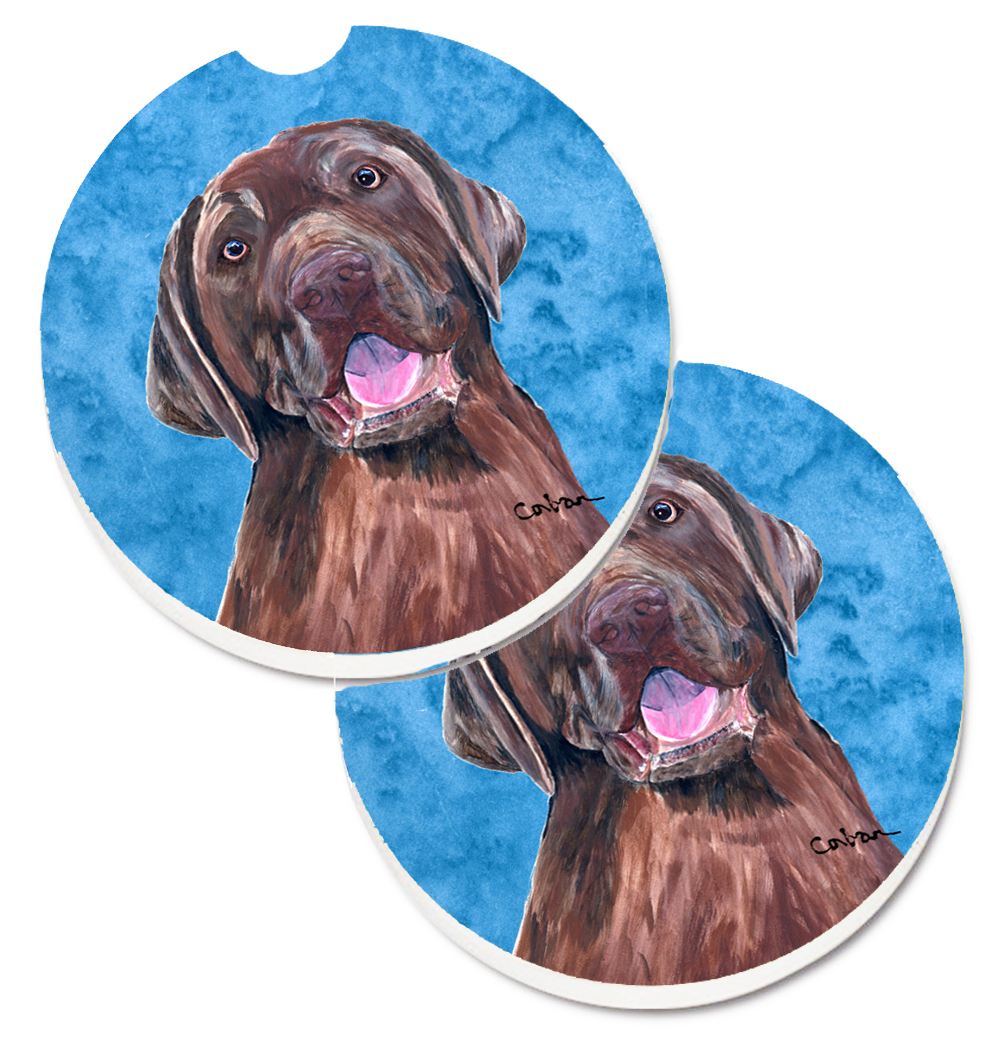 Blue Labrador Set of 2 Cup Holder Car Coaster