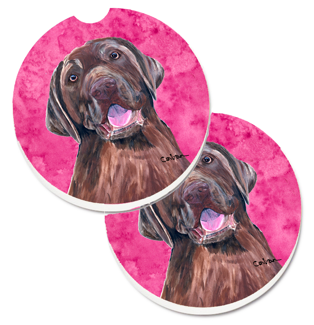 Pink Labrador Set of 2 Cup Holder Car Coaster