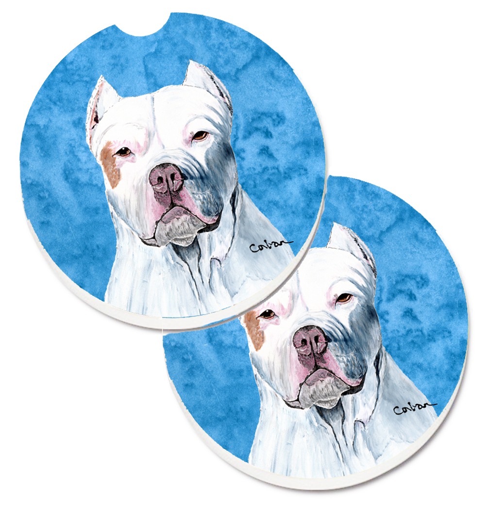 SC9130BUCARC Blue Pit Bull Set of 2 Cup Holder Car Coaster