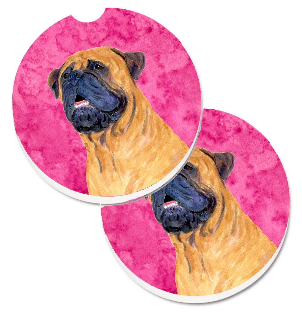 Pink Mastiff Set of 2 Cup Holder Car Coaster