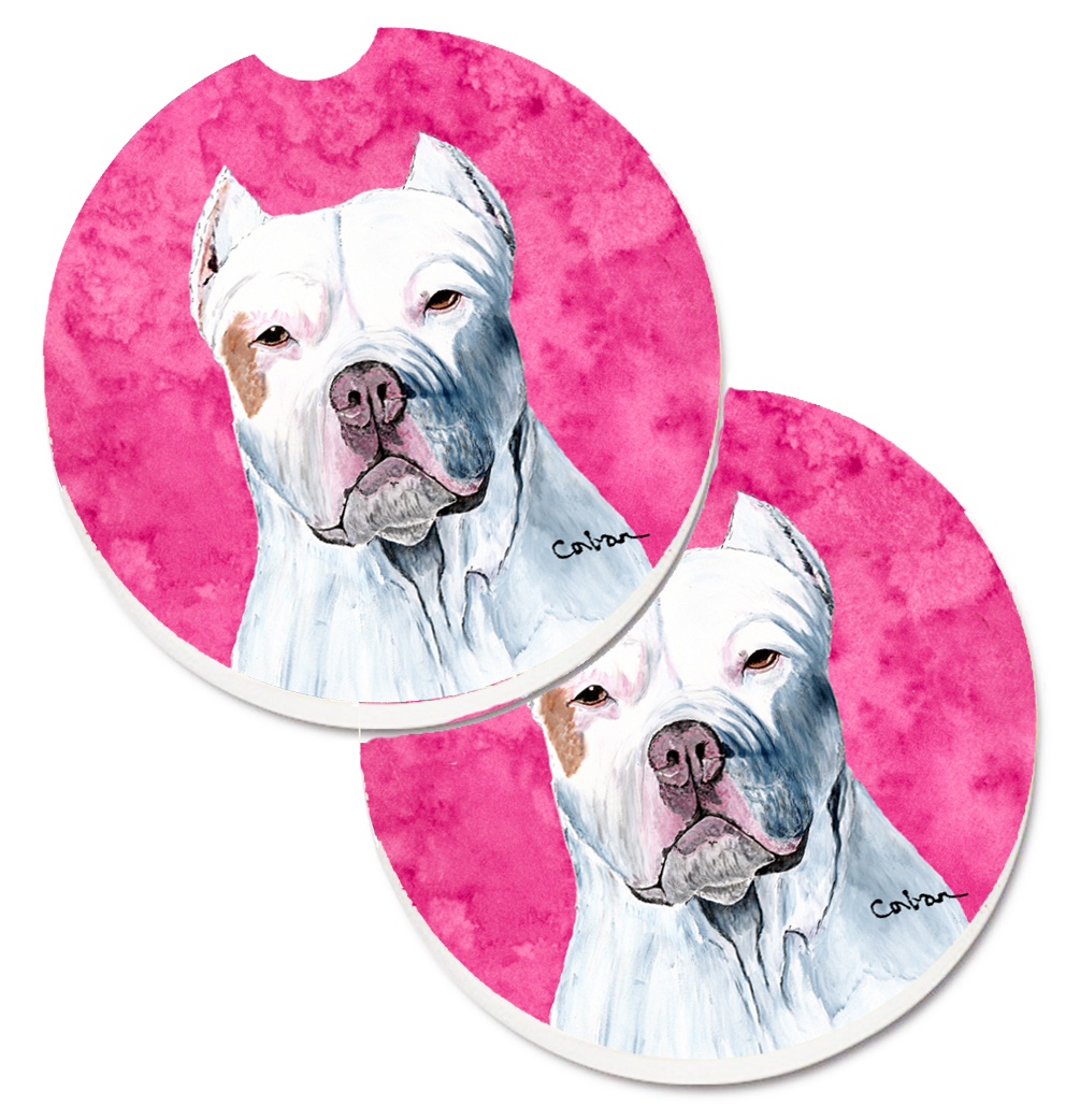 Pink Pit Bull Set of 2 Cup Holder Car Coaster