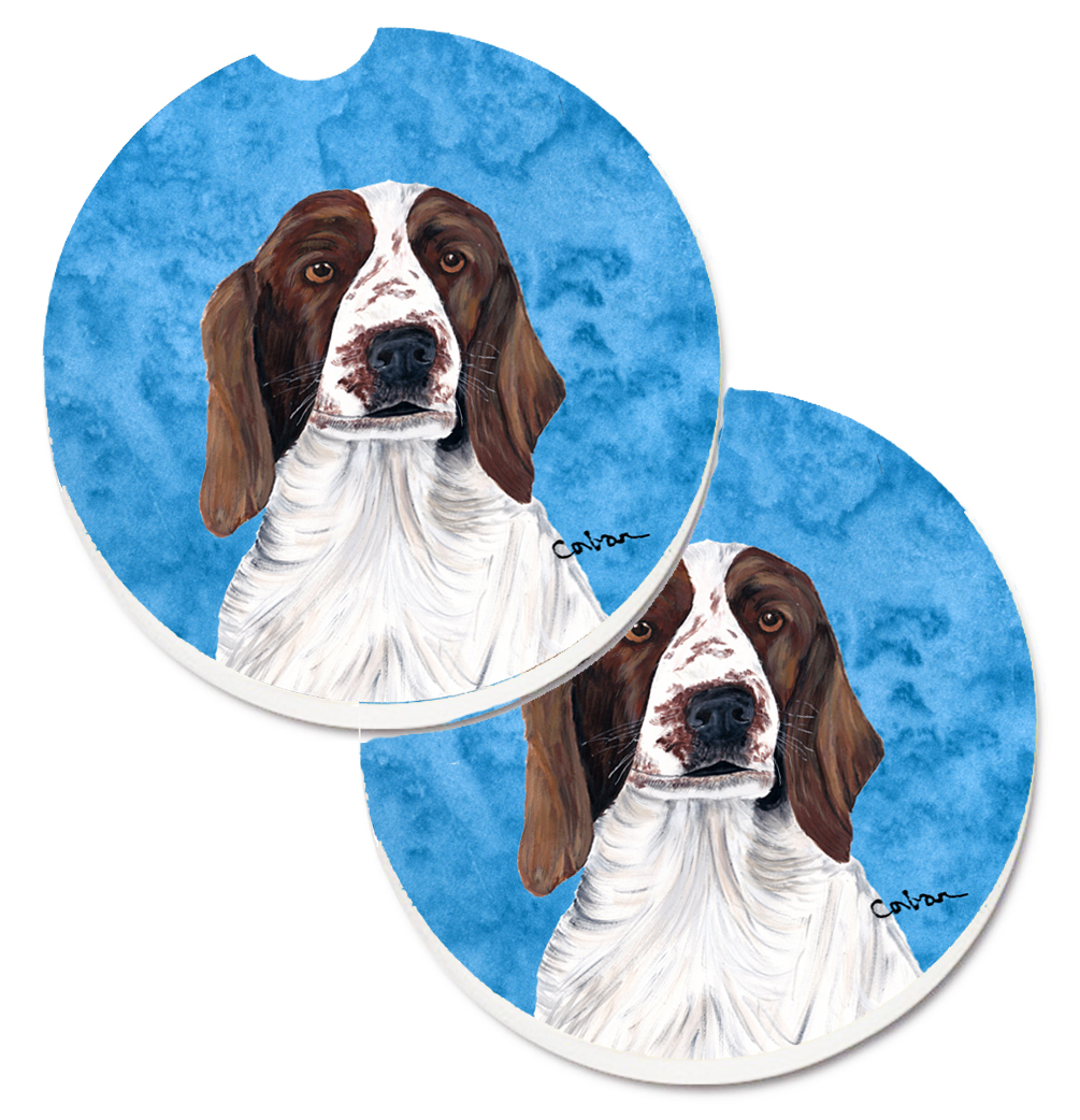 Blue Springer Spaniel Set of 2 Cup Holder Car Coaster